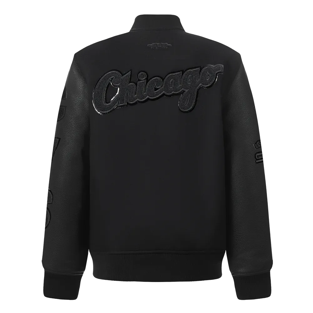 CHICAGO WHITE SOX TRIPLE BLACK LITTLE BOYS WOOL VARSITY JACKET (JET BLACK)