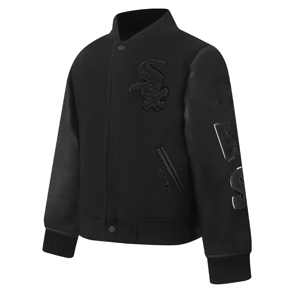 CHICAGO WHITE SOX TRIPLE BLACK TODDLER BOYS WOOL VARSITY JACKET (JET BLACK)