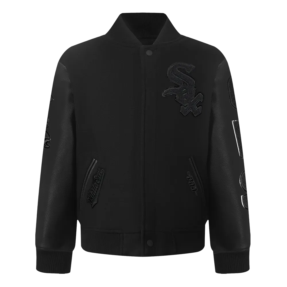 CHICAGO WHITE SOX TRIPLE BLACK TODDLER BOYS WOOL VARSITY JACKET (JET BLACK)