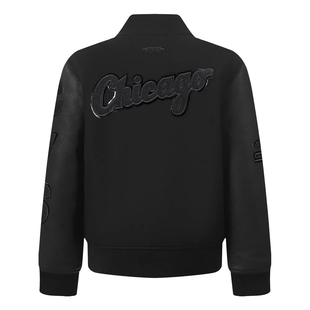 CHICAGO WHITE SOX TRIPLE BLACK TODDLER BOYS WOOL VARSITY JACKET (JET BLACK)