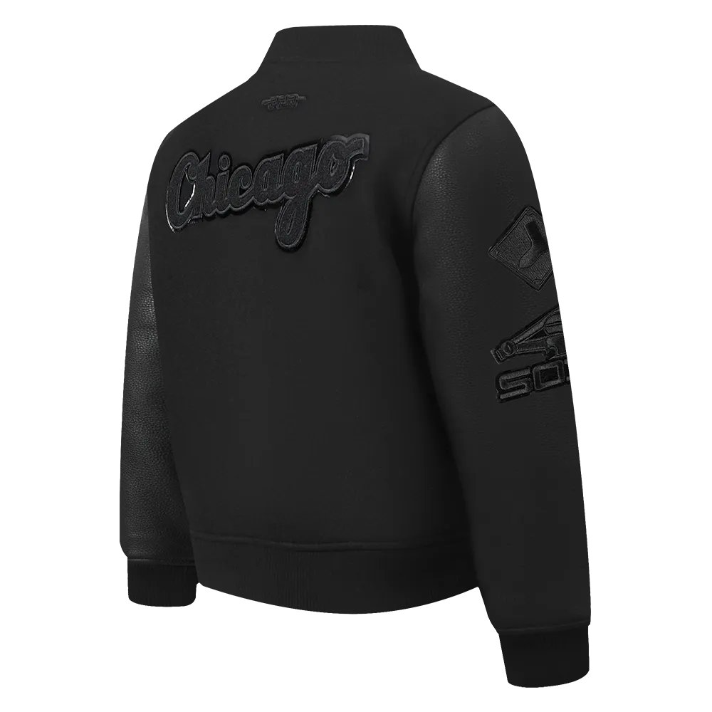 CHICAGO WHITE SOX TRIPLE BLACK TODDLER BOYS WOOL VARSITY JACKET (JET BLACK)