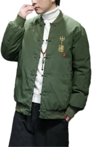 Chinese Style Men's Winter Thickened Cotton Padded Jacket Coat Standing Collar Warm Wadded Jacket Male Outwear