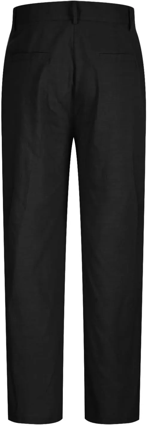 Chino Linen Pants for Men Wide Leg Elastic Waist Pants Breathable Big and Tall Plain Beach Trousers
