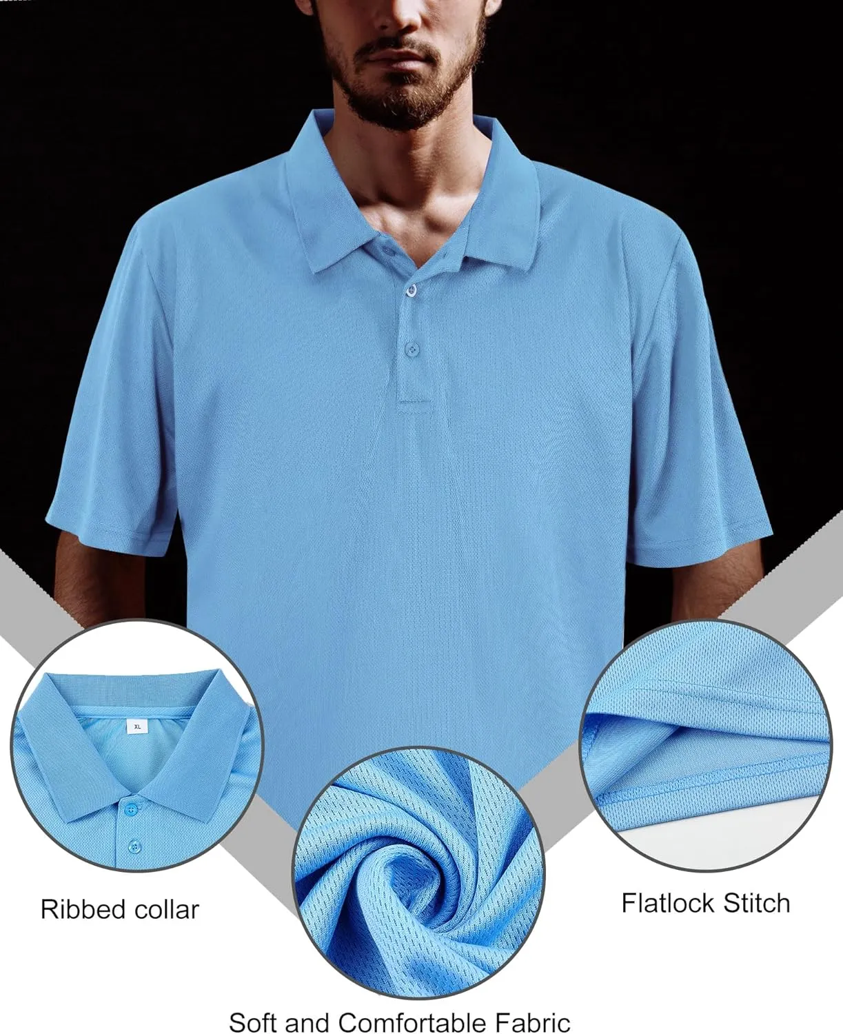 Chuarry 8 Pack Golf Shirt for Man Quick Dry Short Sleeve Casual Collared Athletic Perfomance T-Shirt