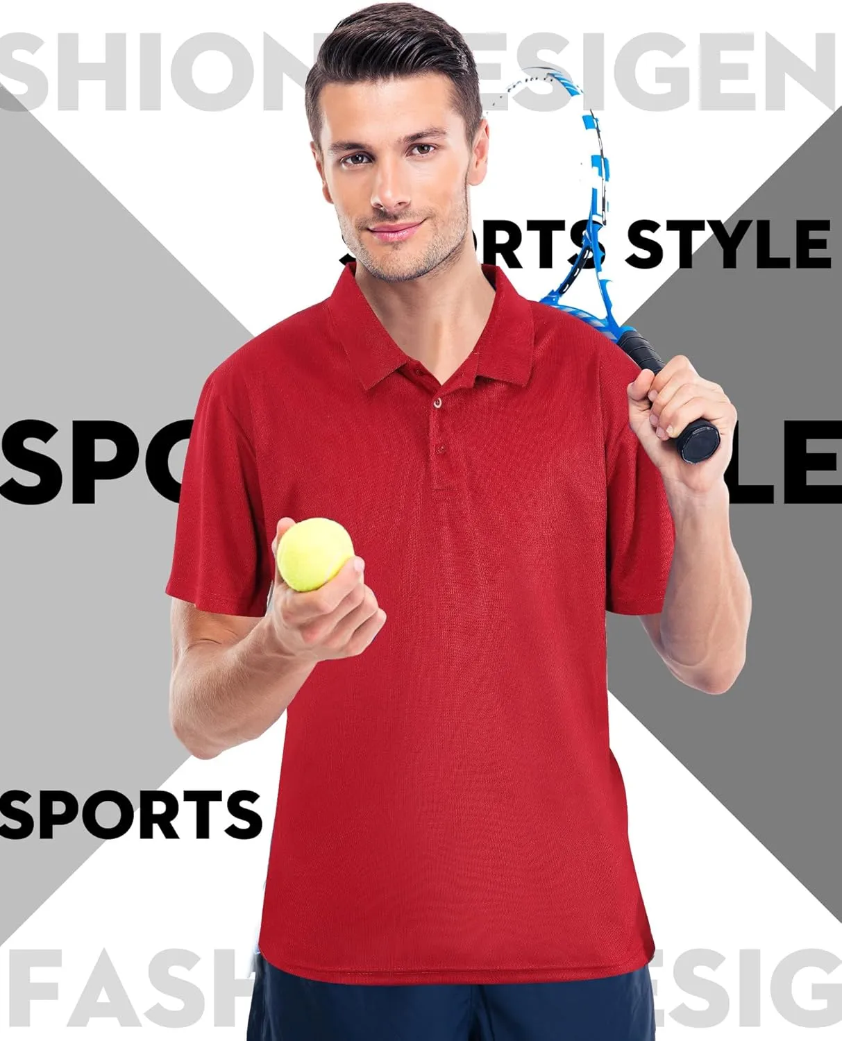 Chuarry 8 Pack Golf Shirt for Man Quick Dry Short Sleeve Casual Collared Athletic Perfomance T-Shirt