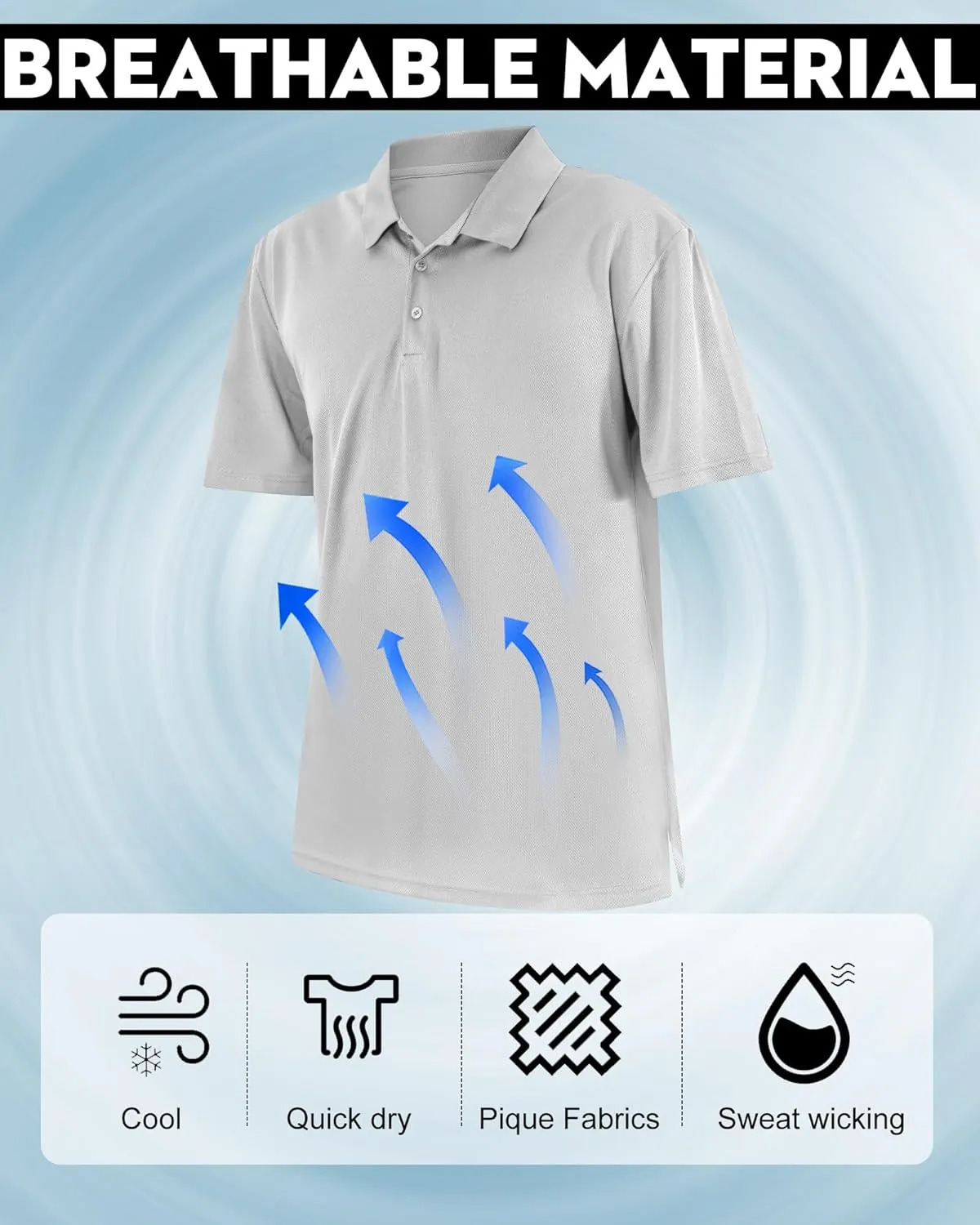 Chuarry 8 Pack Golf Shirt for Man Quick Dry Short Sleeve Casual Collared Athletic Perfomance T-Shirt