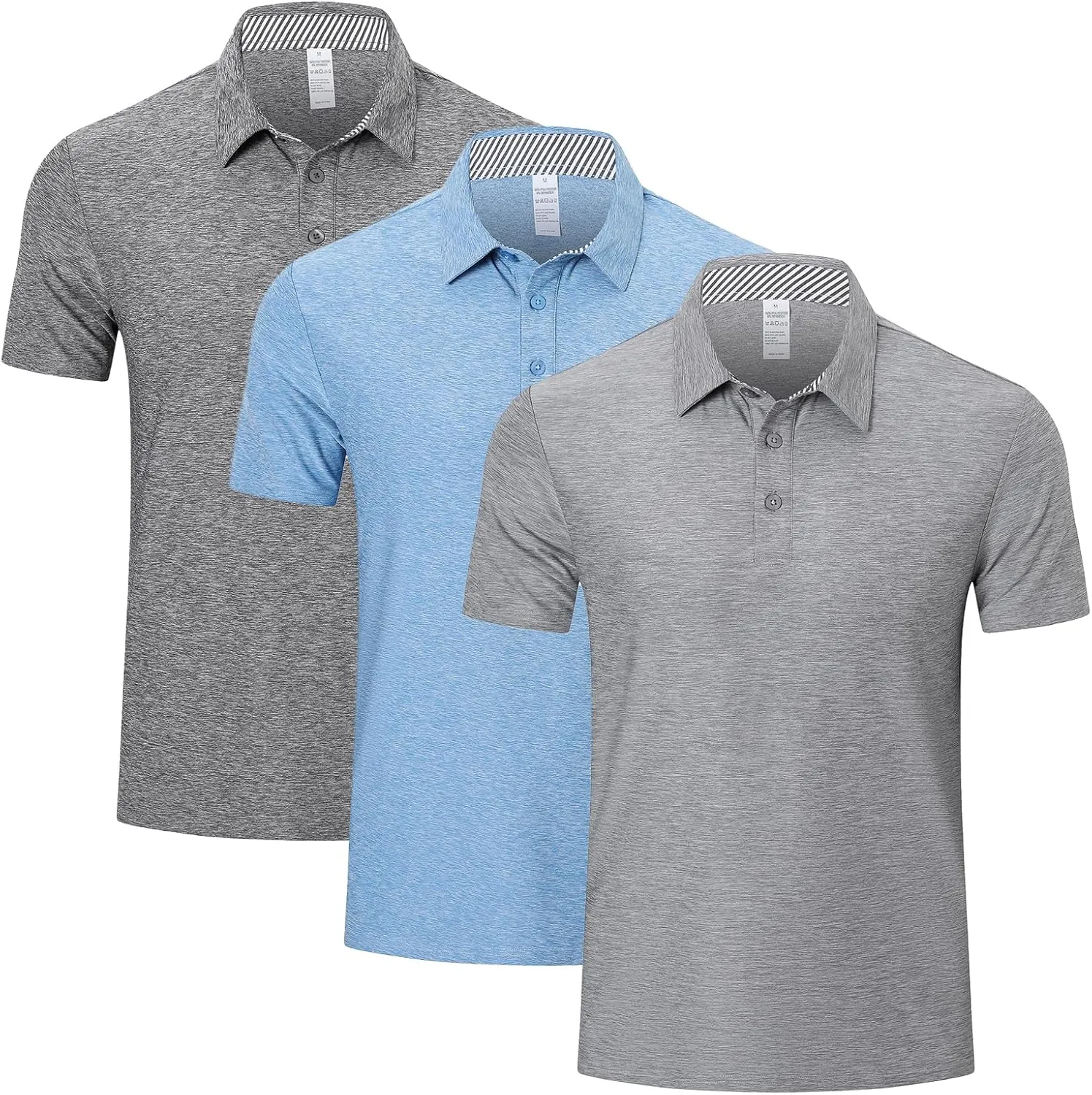 Cimic 3 Pack Polo Shirts for Men Short Sleeve Tennis Quick Dry Performanc Golf Moisture Wicking Athletic Collar Tops