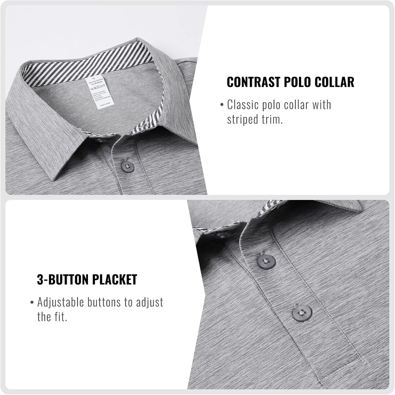Cimic 3 Pack Polo Shirts for Men Short Sleeve Tennis Quick Dry Performanc Golf Moisture Wicking Athletic Collar Tops