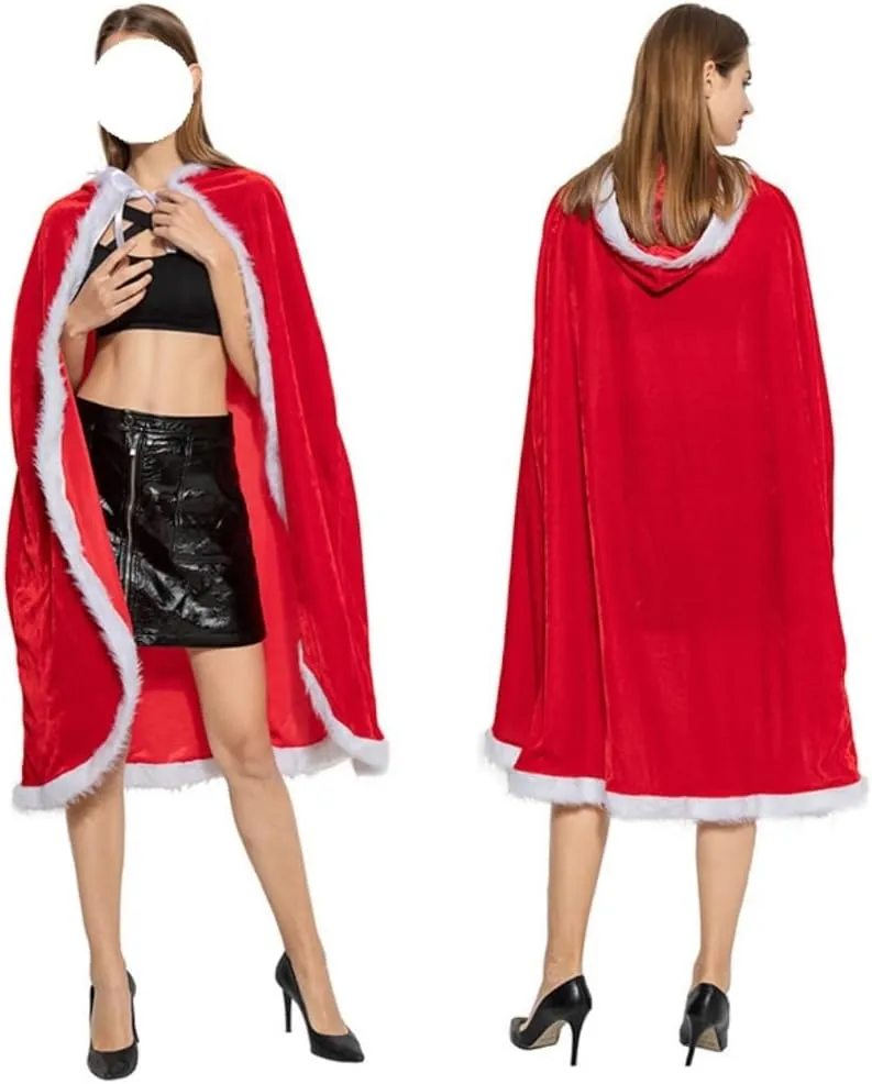 Cloak Christmas Creative Red Prom Cloak Halloween Cloak Cosplay Party Hooded Cloak Cosplay Costume (Color : Red, Size : Small)