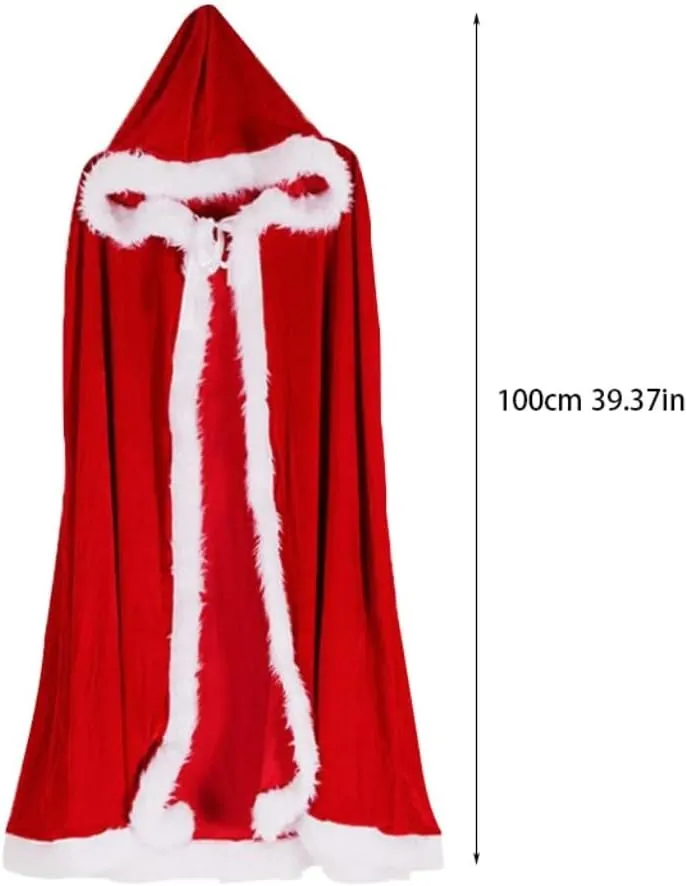 Cloak Christmas Creative Red Prom Cloak Halloween Cloak Cosplay Party Hooded Cloak Cosplay Costume (Color : Red, Size : Small)