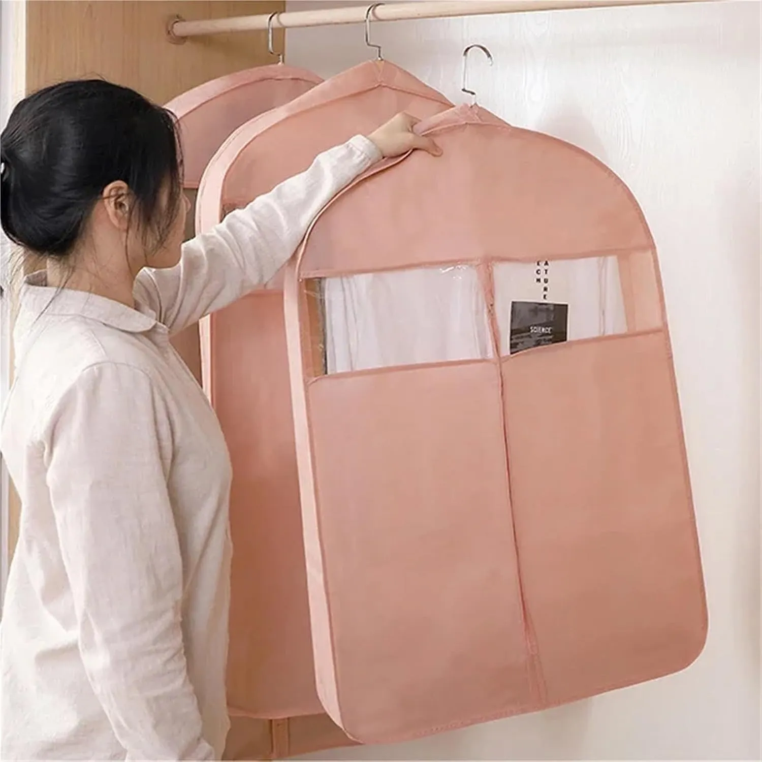 Clothes Clothes Cover Garment Dress Hanging Organizer Protector Wardrobe Garment Suit Dress Coat Bag Supplies(Blue M)