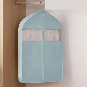 Clothes Clothes Cover Garment Dress Hanging Organizer Protector Wardrobe Garment Suit Dress Coat Bag Supplies(Blue M)