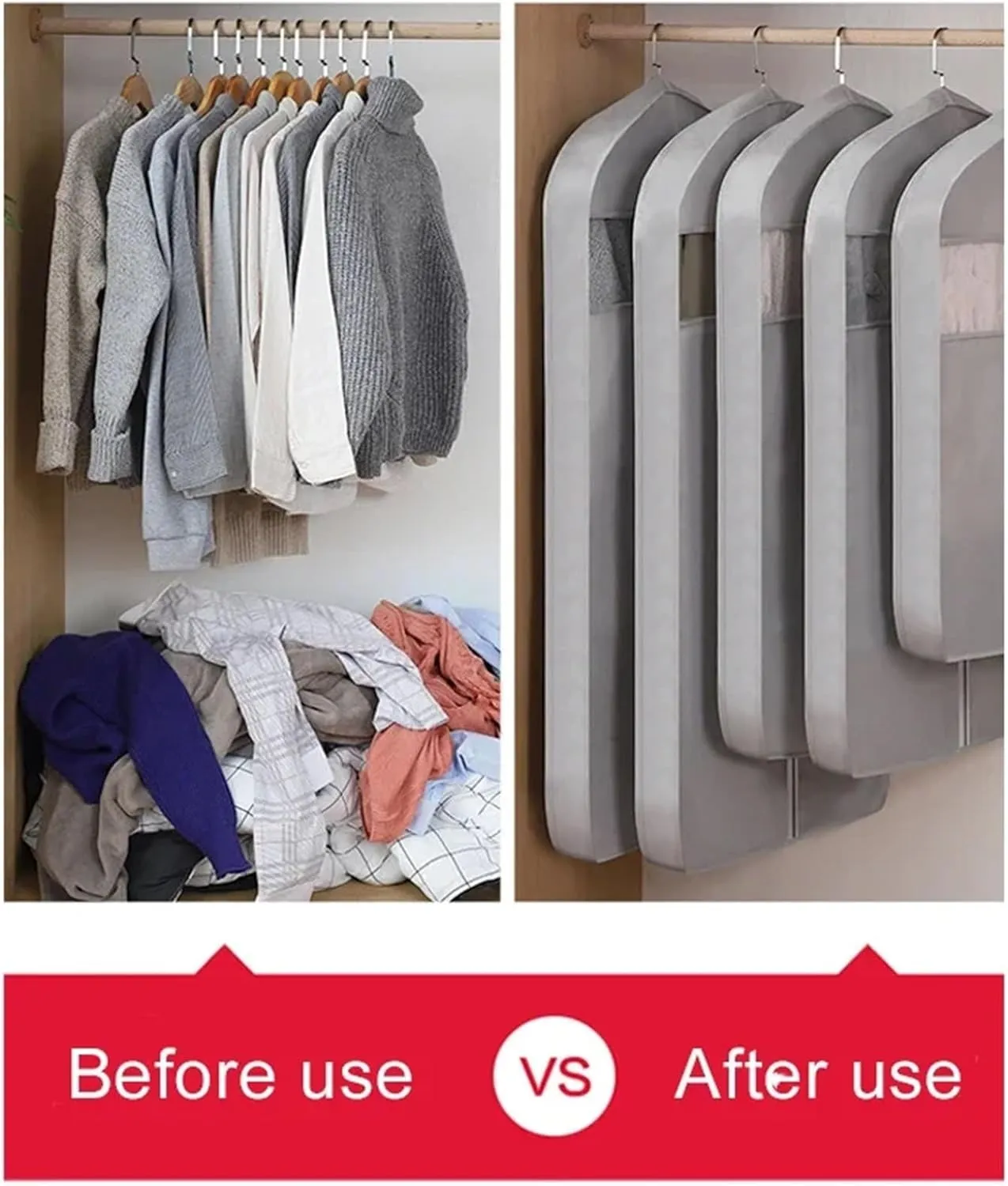 Clothes Clothes Cover Garment Dress Hanging Organizer Protector Wardrobe Garment Suit Dress Coat Bag Supplies(Blue M)