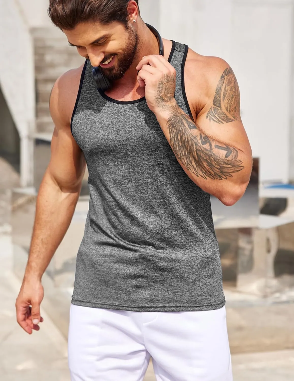 COOFANDY Men's 3 Pack Gym Tank Tops Y-Back Workout Muscle Tee Sleeveless Fitness Bodybuilding T Shirts