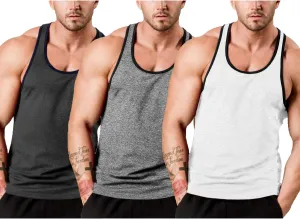 COOFANDY Men's 3 Pack Gym Tank Tops Y-Back Workout Muscle Tee Sleeveless Fitness Bodybuilding T Shirts