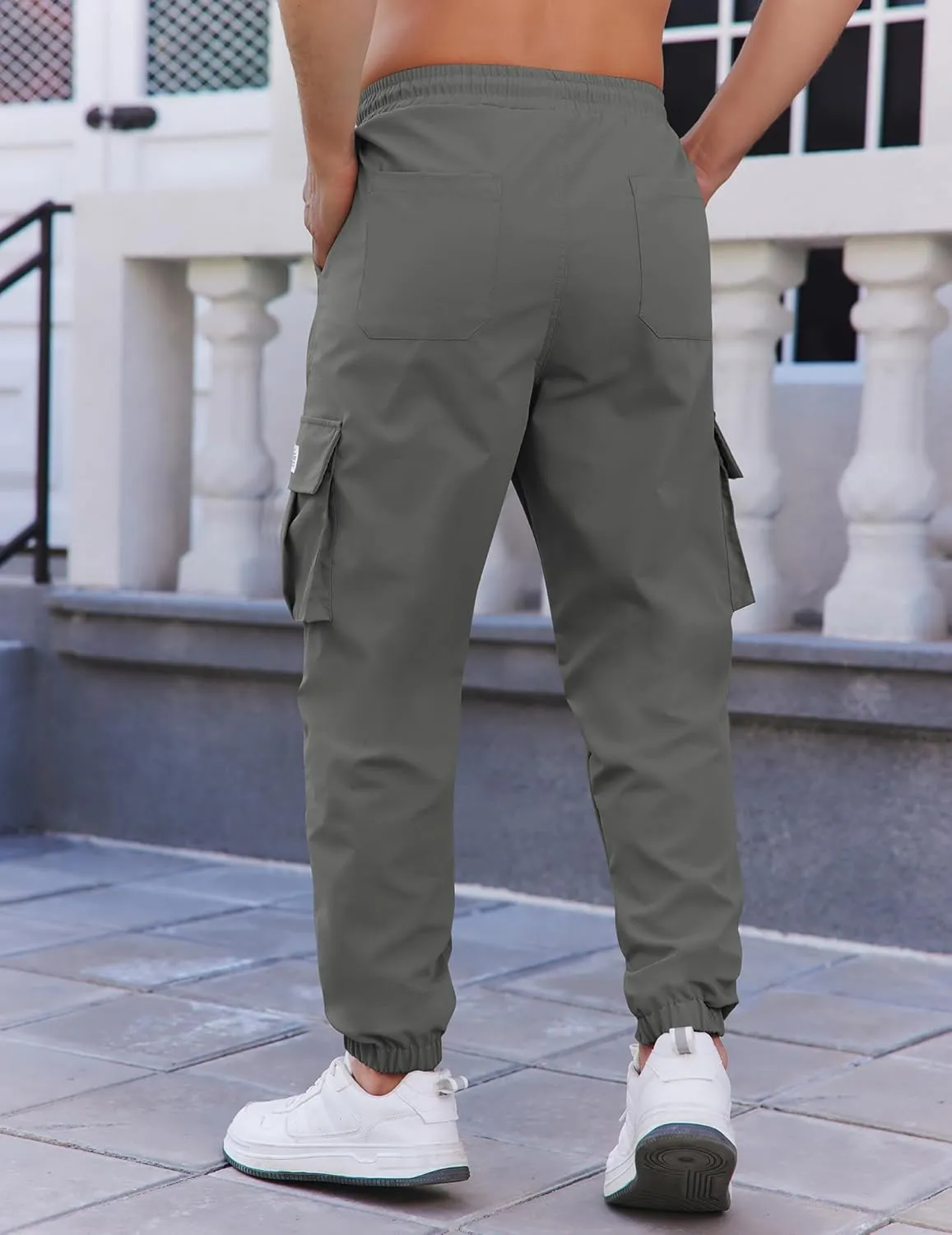 COOFANDY Mens Casual Joggers Pants Stretch Waist Drawstring Cargo Pants Tapered Sweatpants with Pockets