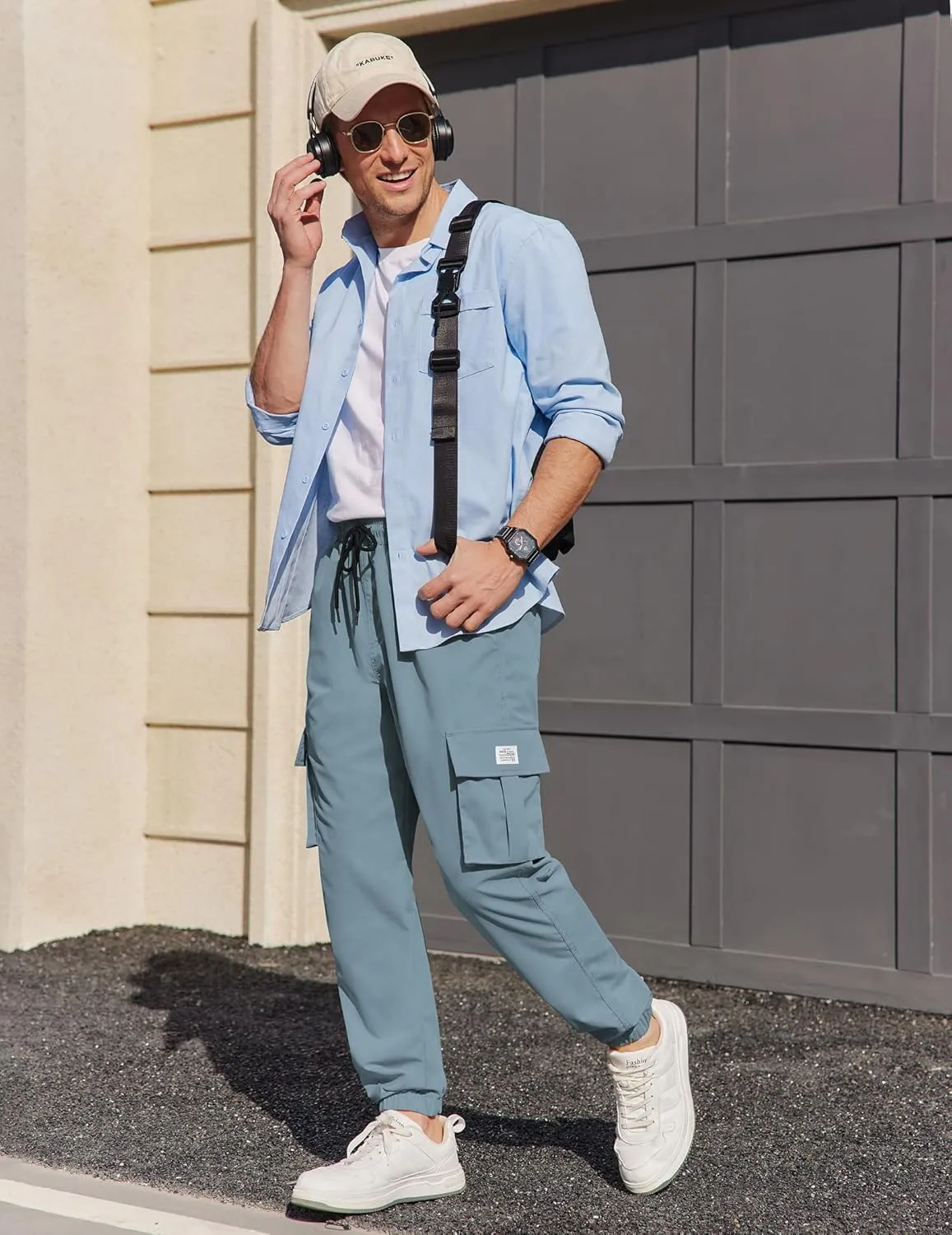 COOFANDY Mens Casual Joggers Pants Stretch Waist Drawstring Cargo Pants Tapered Sweatpants with Pockets