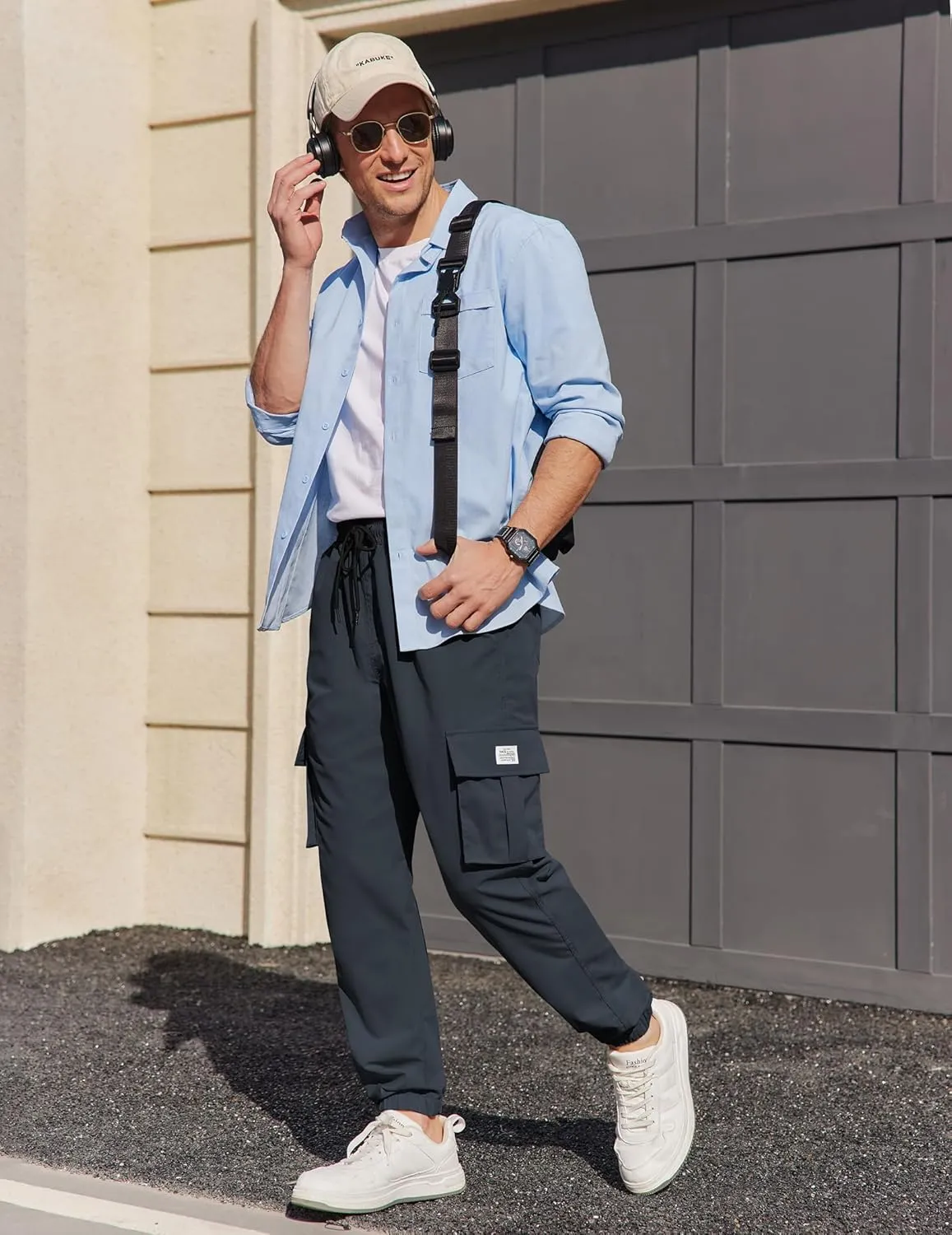 COOFANDY Mens Casual Joggers Pants Stretch Waist Drawstring Cargo Pants Tapered Sweatpants with Pockets