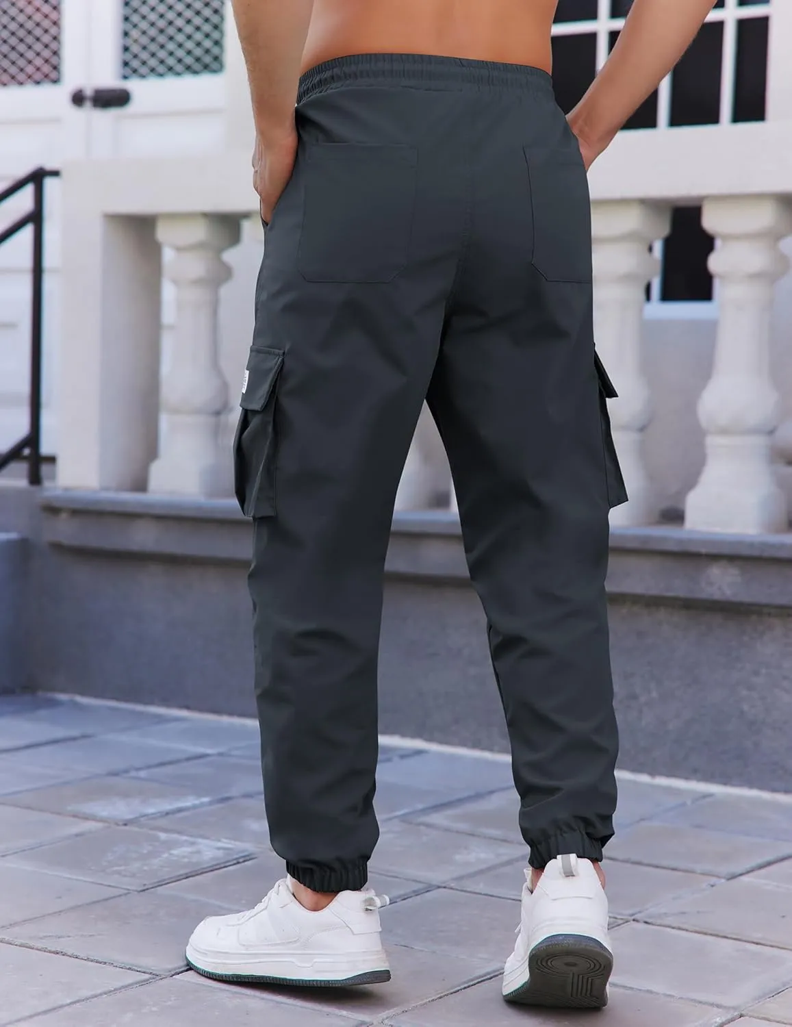 COOFANDY Mens Casual Joggers Pants Stretch Waist Drawstring Cargo Pants Tapered Sweatpants with Pockets