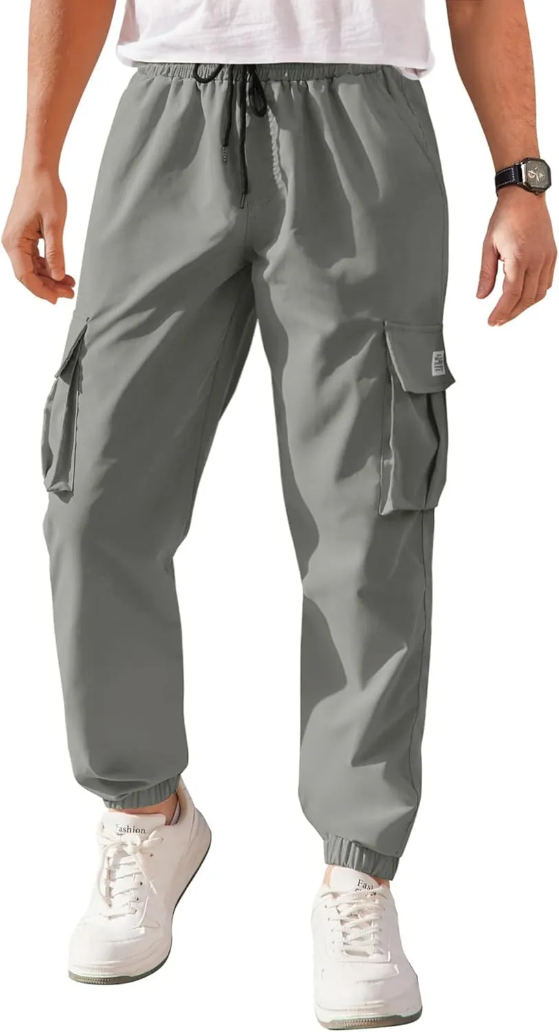 COOFANDY Mens Casual Joggers Pants Stretch Waist Drawstring Cargo Pants Tapered Sweatpants with Pockets