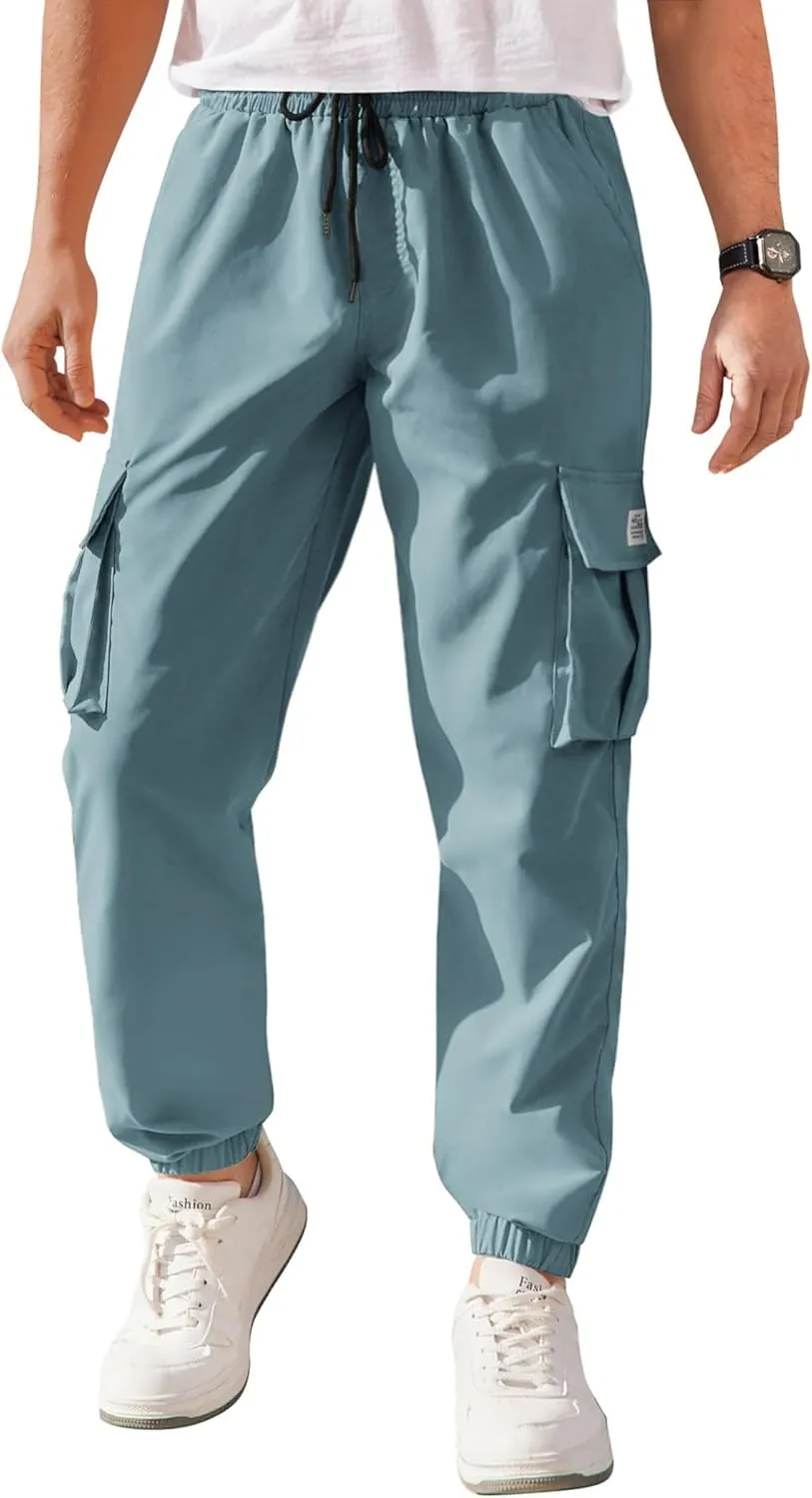 COOFANDY Mens Casual Joggers Pants Stretch Waist Drawstring Cargo Pants Tapered Sweatpants with Pockets