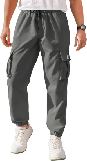 COOFANDY Mens Casual Joggers Pants Stretch Waist Drawstring Cargo Pants Tapered Sweatpants with Pockets
