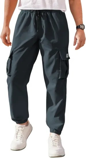 COOFANDY Mens Casual Joggers Pants Stretch Waist Drawstring Cargo Pants Tapered Sweatpants with Pockets