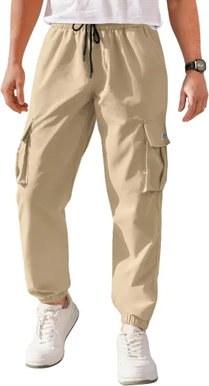 COOFANDY Mens Casual Joggers Pants Stretch Waist Drawstring Cargo Pants Tapered Sweatpants with Pockets