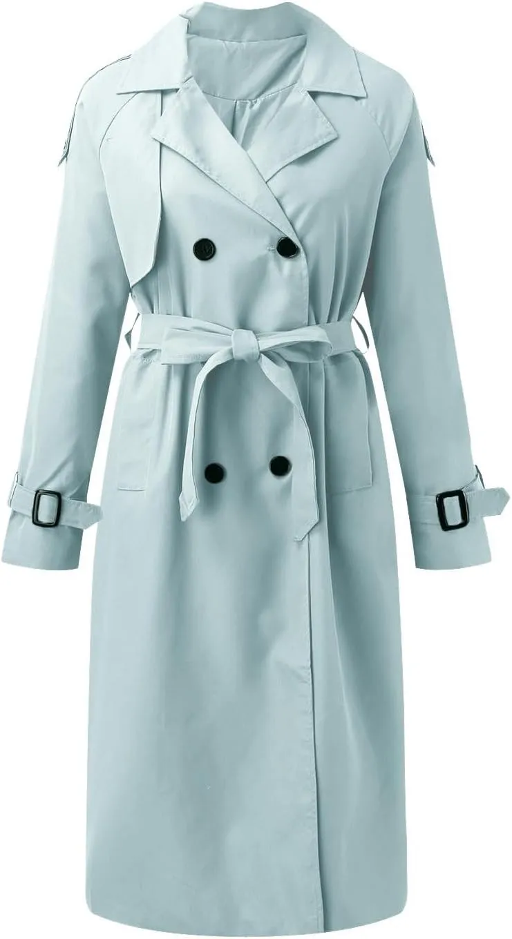 cooki Winter Jacket for Women 2024 Casual Women's Double Breasted Long Trench Coat Windproof Classic Lapel Slim Overcoats