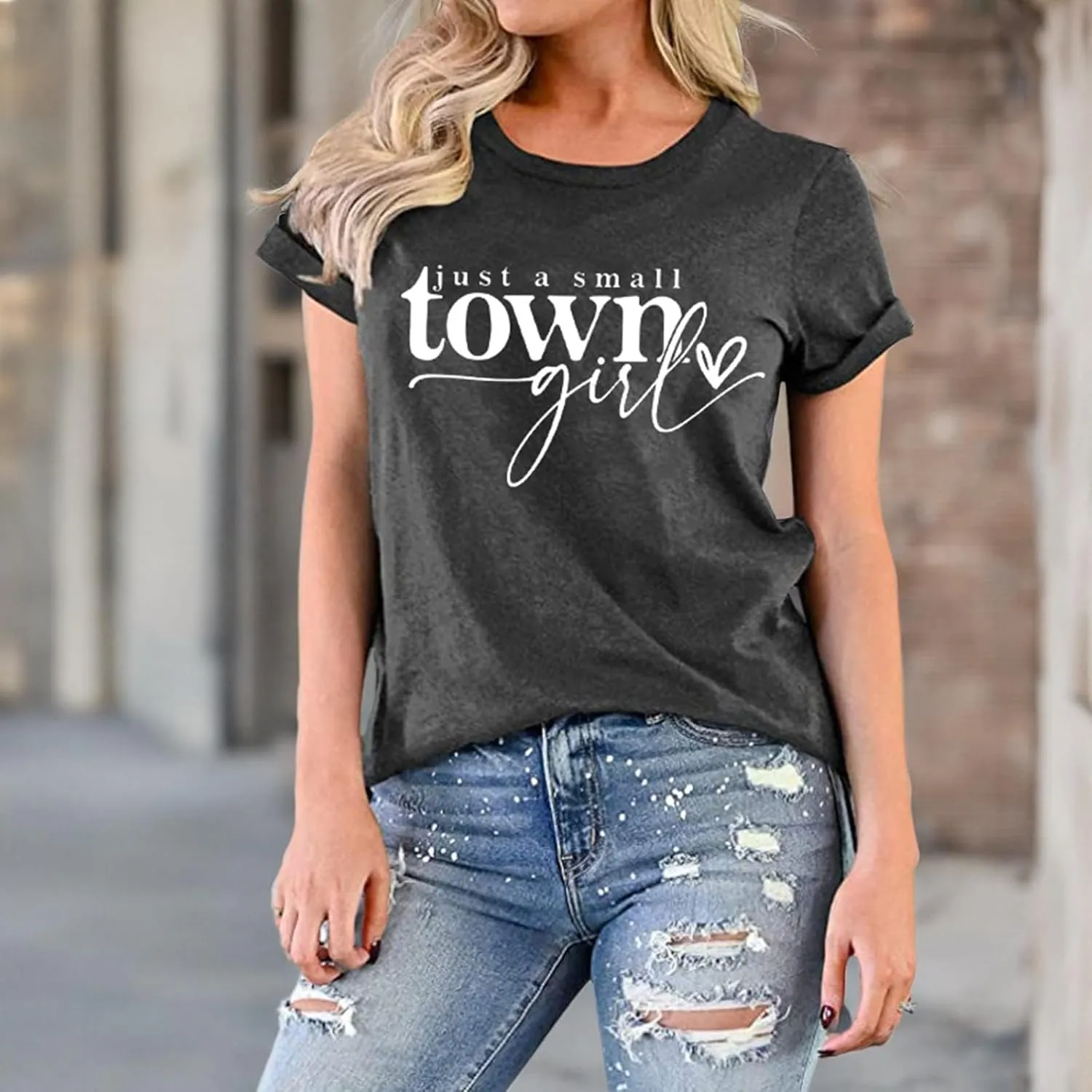 Country Music Shirt Women Small Town Girl Shirt Vintage Letter Graphic Tee Tops Casual Short Sleeve Tops