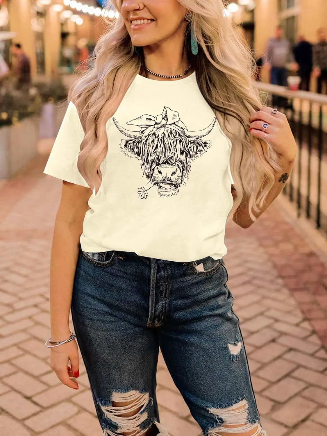 Cow Shirt Women Cute Cattle T-Shirt Vintage Western Short Sleeve Tops Farm Life Animal Graphic Tee