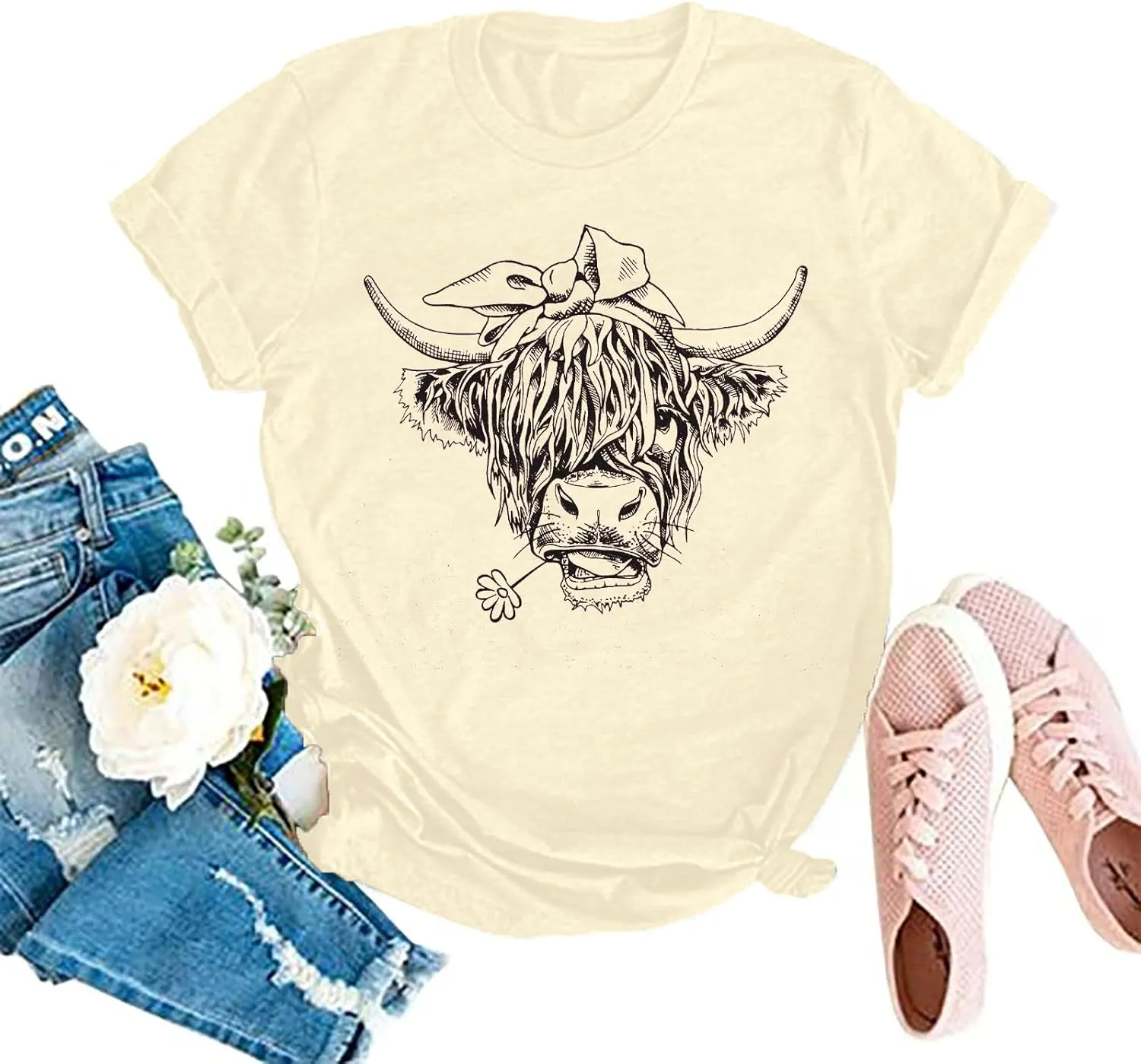 Cow Shirt Women Cute Cattle T-Shirt Vintage Western Short Sleeve Tops Farm Life Animal Graphic Tee