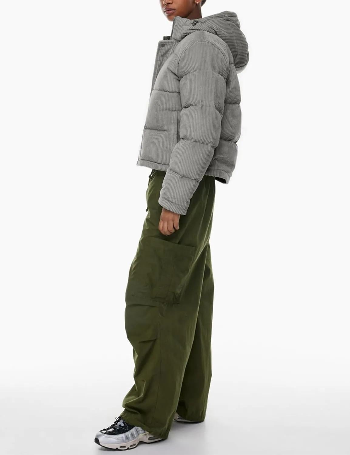 COZYPOIN Women's Winter Puffer Coats Corduroy Down Jacket Quilted Hooded Warm Padded Outerwear