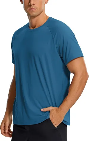 CRZ YOGA Men's Workout Short Sleeve T-Shirt Quick Dry Gym Athletic Running Stretchy Tee Shirts Top