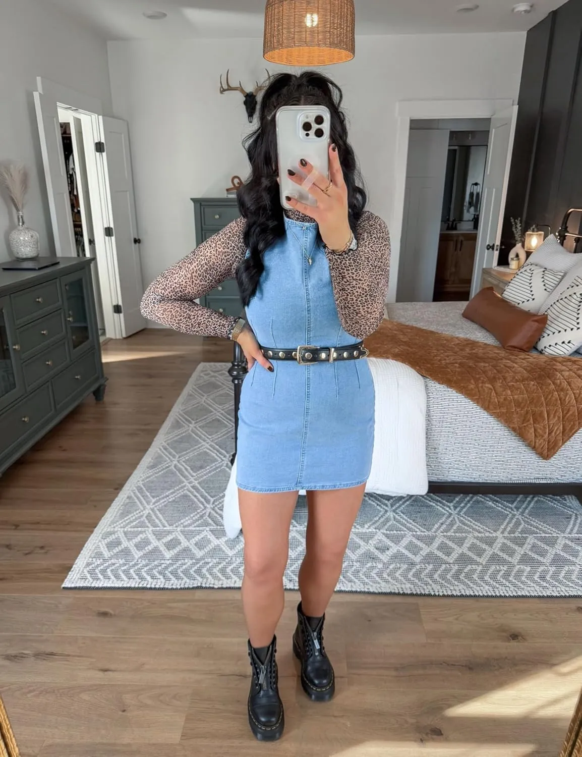 Daacee Womens Sleeveless Bodycon Denim Mini Dress Casual Waist Tucks Zipper Tank Jean Dresses