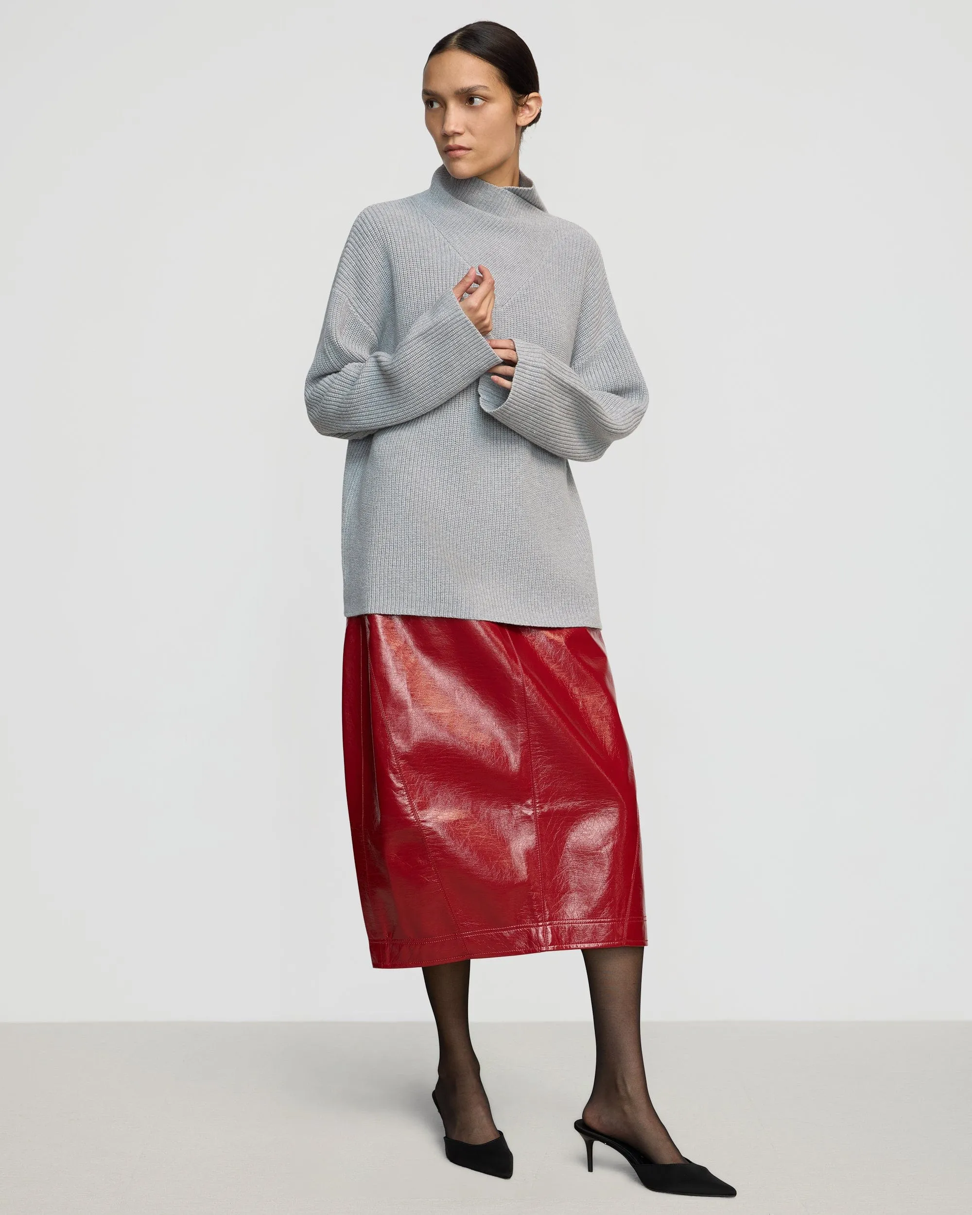 Daria Wrap-Neck Organic Cotton-Wool Sweater