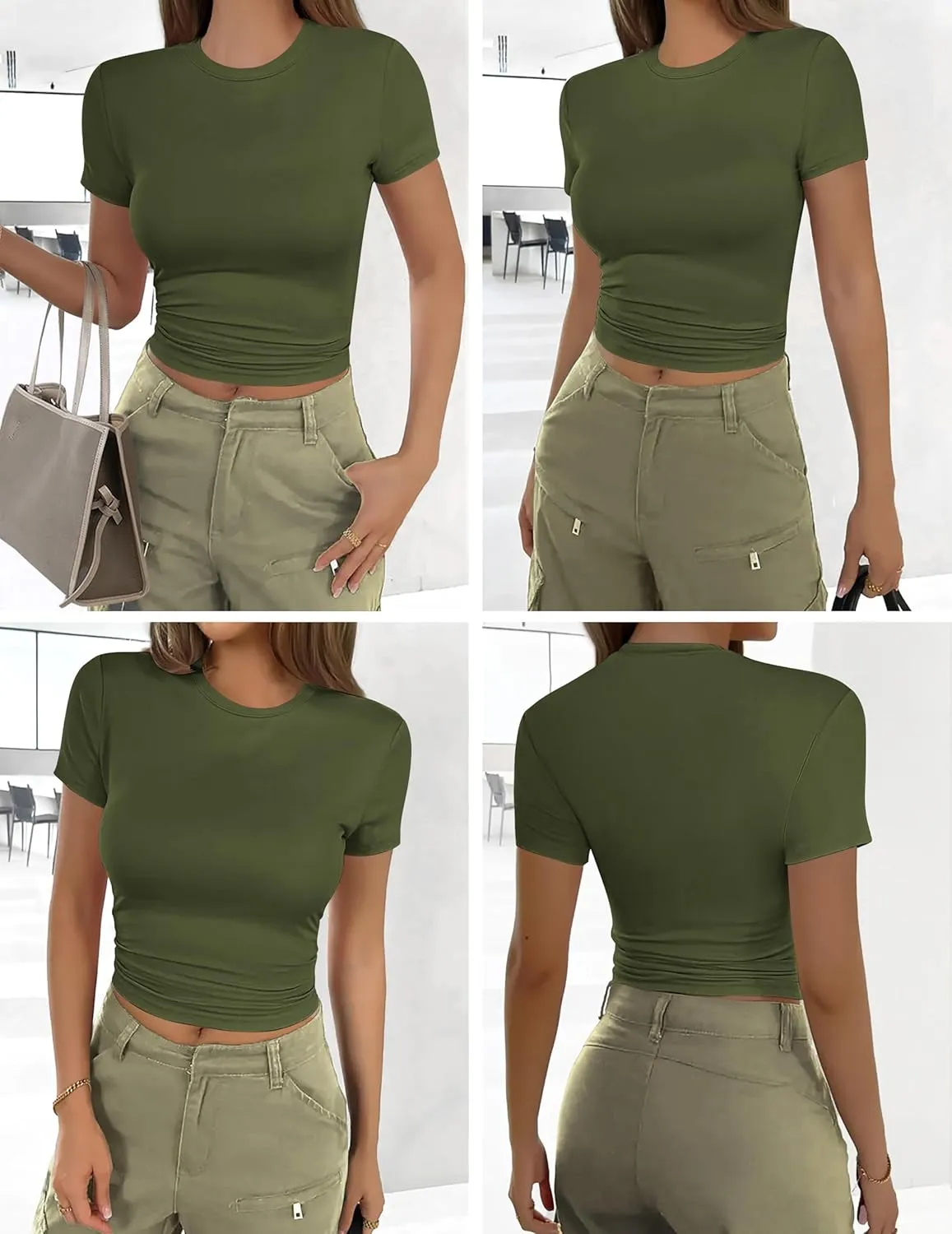 Ekouaer Womens Basic Tee Shirts 3 Pack Short Sleeve Crew Neck Thermal Underwear Tops Base Layer