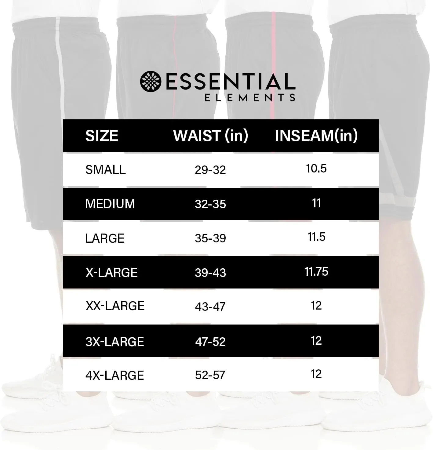 Essential Elements 4 Pack: Men's Dry-Fit Sweat Resistant Active Athletic Performance Shorts