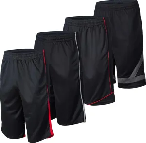 Essential Elements 4 Pack: Men's Dry-Fit Sweat Resistant Active Athletic Performance Shorts