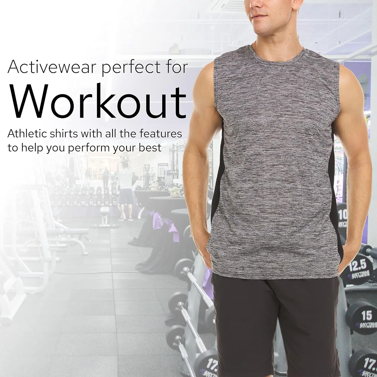 Essential Elements 5 Pack: Men's Active Quick-Dry Athletic Workout Training Gym Muscle Sleeveless Tank Top