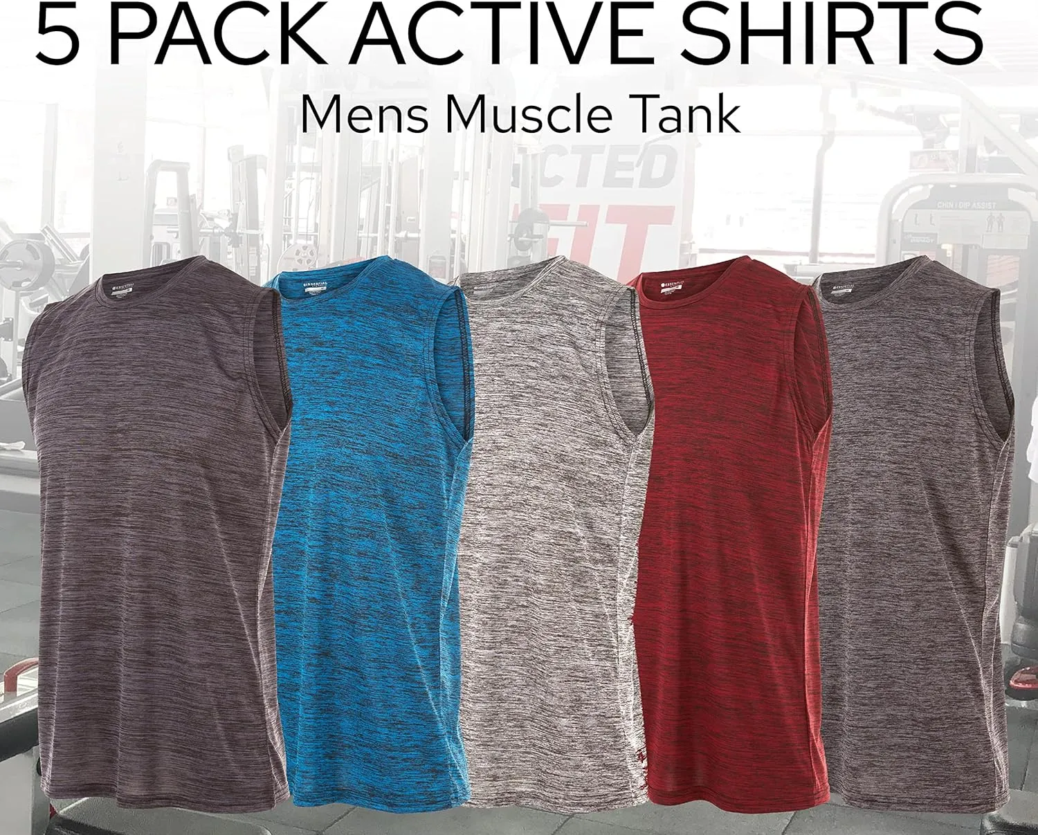 Essential Elements 5 Pack: Men's Active Quick-Dry Athletic Workout Training Gym Muscle Sleeveless Tank Top