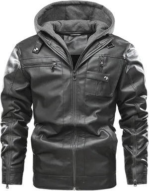 Faux Leather Jacket Men,Bomber Motorcycle Jacket Coats Zipper Slim Sherpa Lined Winter Warm Outwear with Pocket