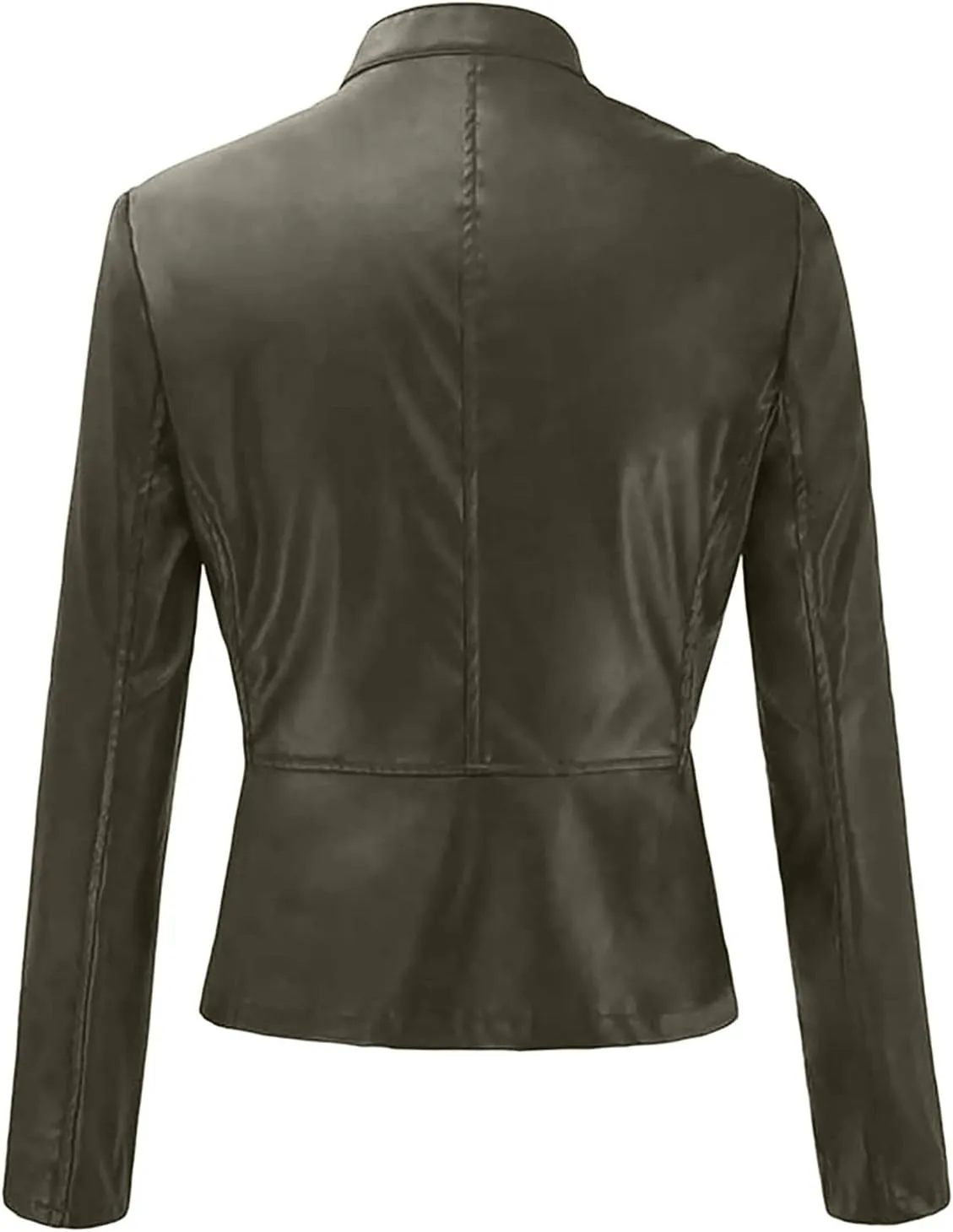 Faux Leather Jacket Women Zip Up Motorcycle Jacket Slim Leather Jacket Biker Jacket Plus Size Outerwear with Pockets