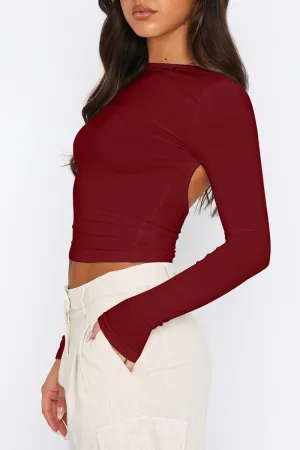 ForeFair Women Sexy Backless Short Sleeve Slim Fit Crewneck Summer Casual Y2K Crop Tee
