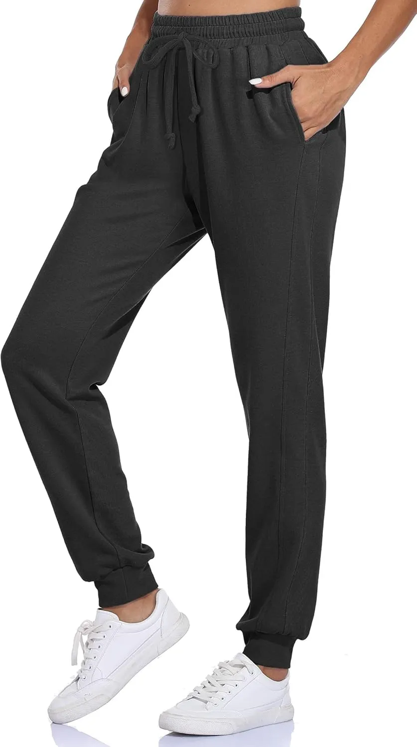 Fulbelle Women's Cotton Sweatpants with Pockets Drawstring Joggers Yoga Pants