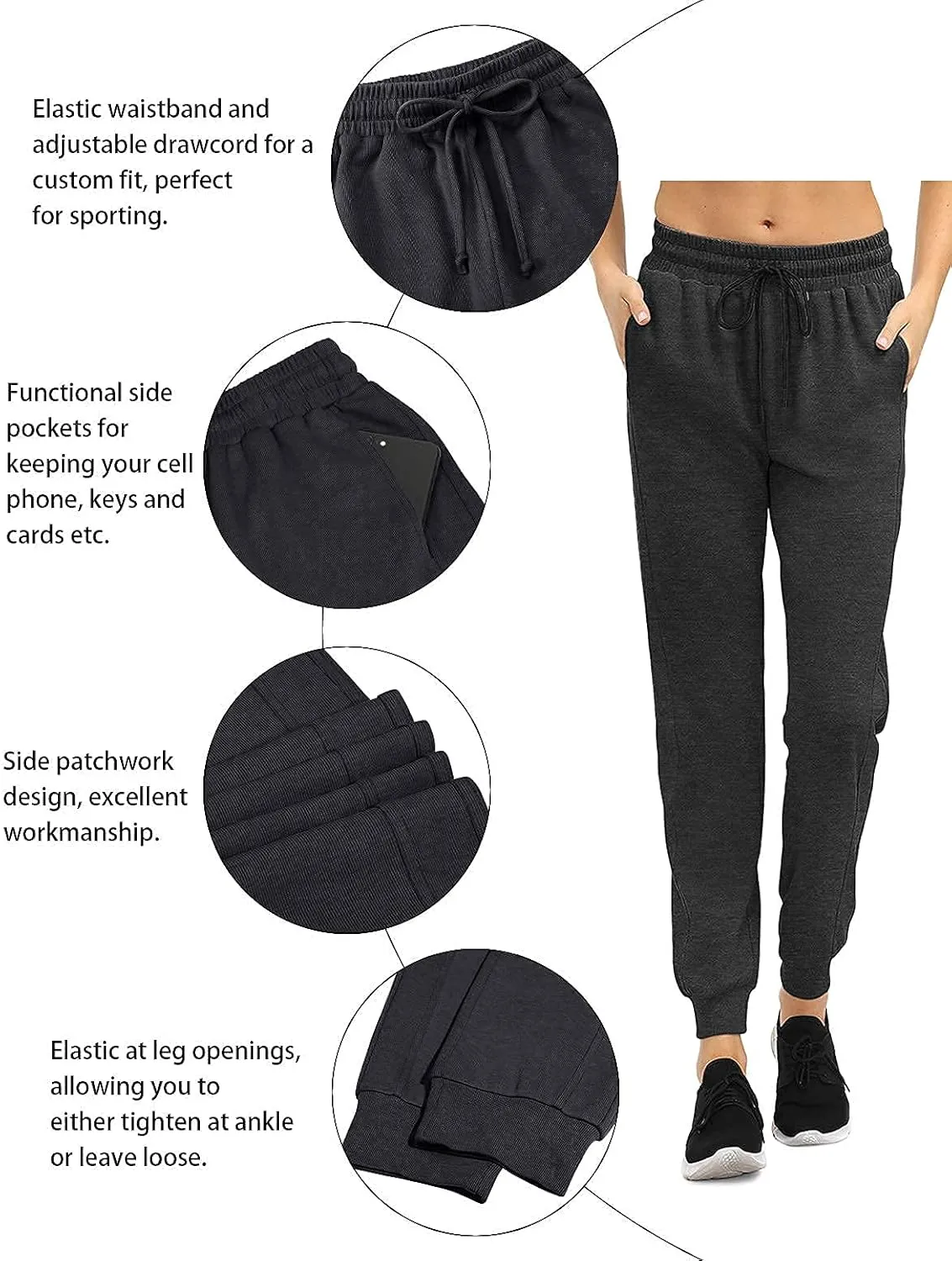 Fulbelle Women's Cotton Sweatpants with Pockets Drawstring Joggers Yoga Pants