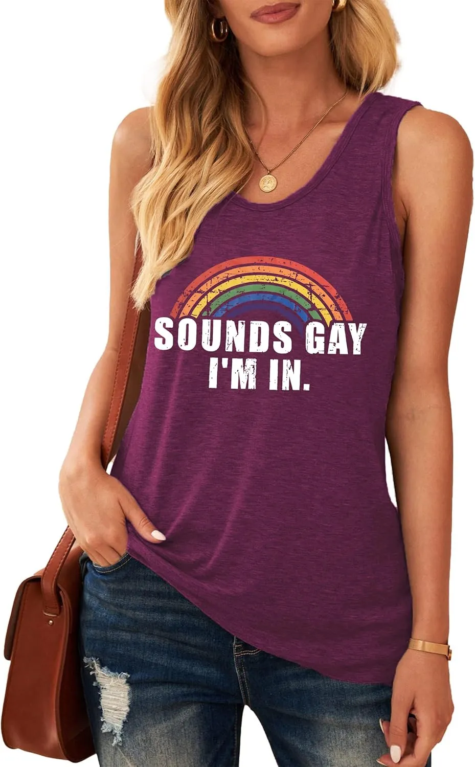 Gay Pride Tank Top Women Rainbow Sounds Gay Im in Tanks LGBT Equality Sleeveless Tee Tops