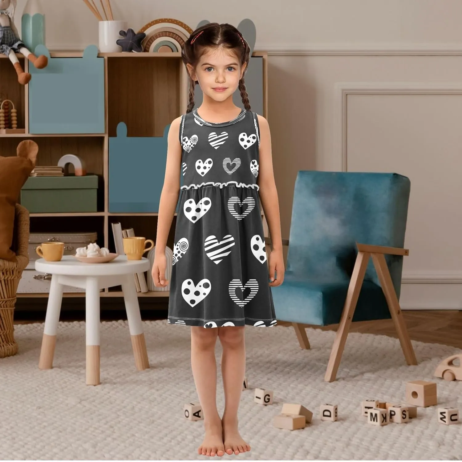 Girls Summer Dress Toddler Girls Sleeveless Dress Cotton Kids Casual Sundress Teens Party Dresses 2-8 Years