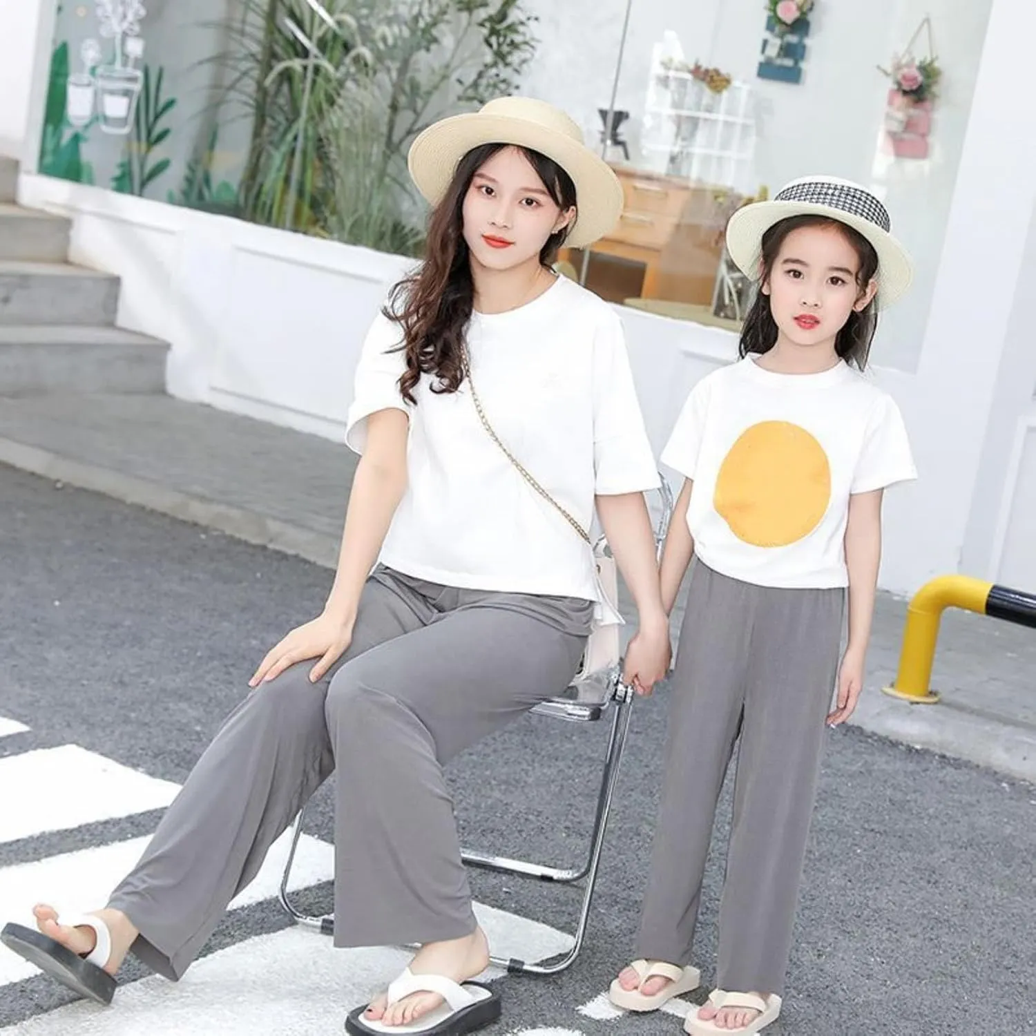 Girls Wide Leg Pants Flowy Stretchy Palazzo Pants Loose Lounge Thin Pants Straight Leg High Elastic Waist Trousers