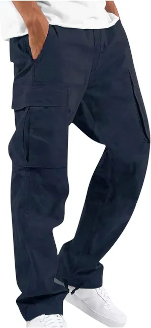 GOFULY Cargo Pants for Men Baggy Elastic Waist Drawstring Pants Pockets Pants Stretch Casual Fall Winter Joggers Trousers